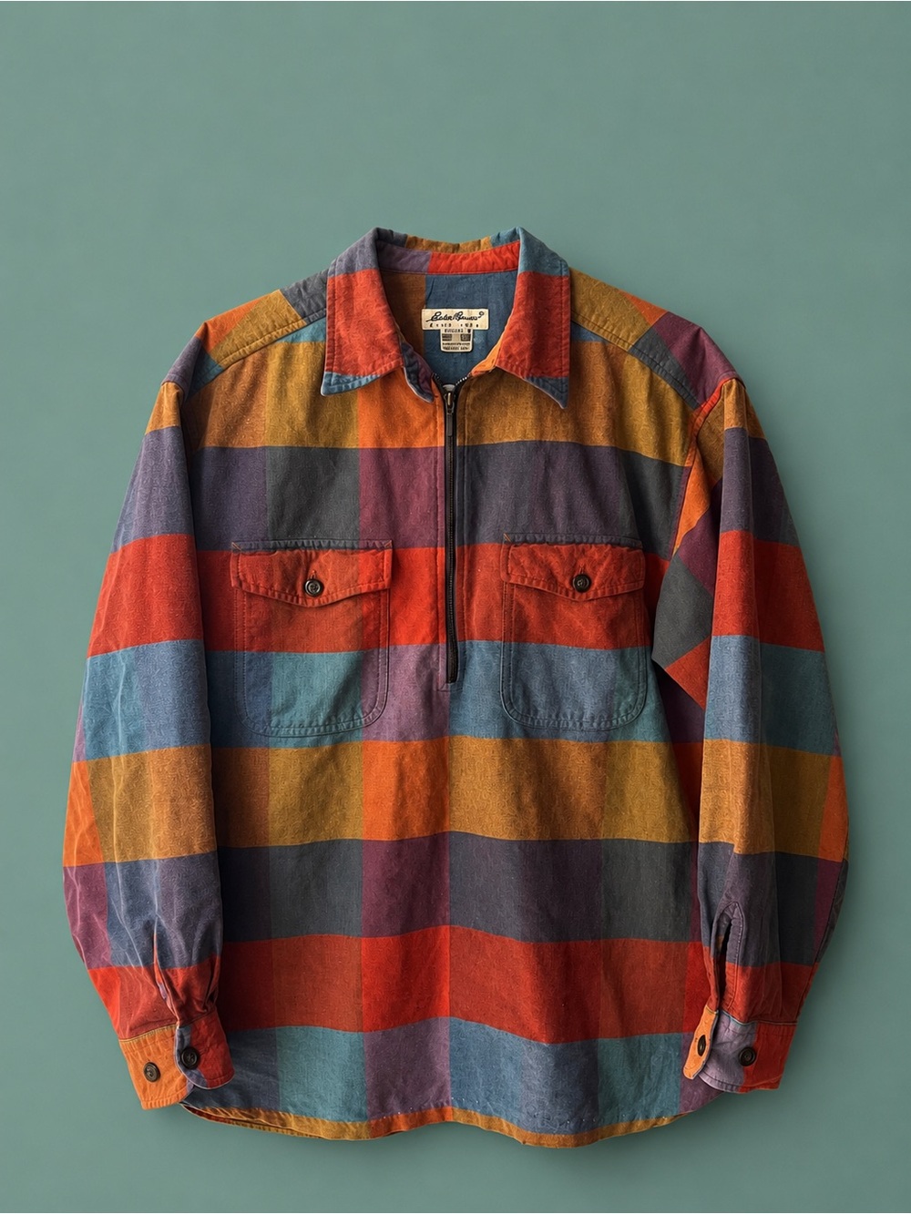 Eddie Bauer Multicolor Plaid Half-Zip Shirt Jacket